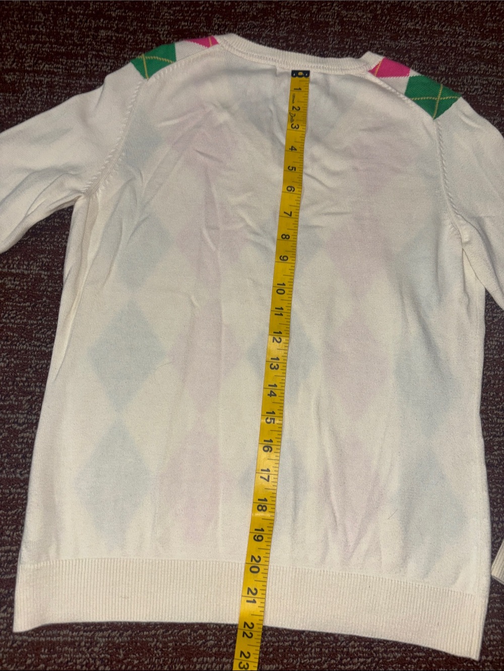 Vintage Lilly Pulitzer cream argyle long sleeve cotton sweater colorful girly S - Picture 10 of 11